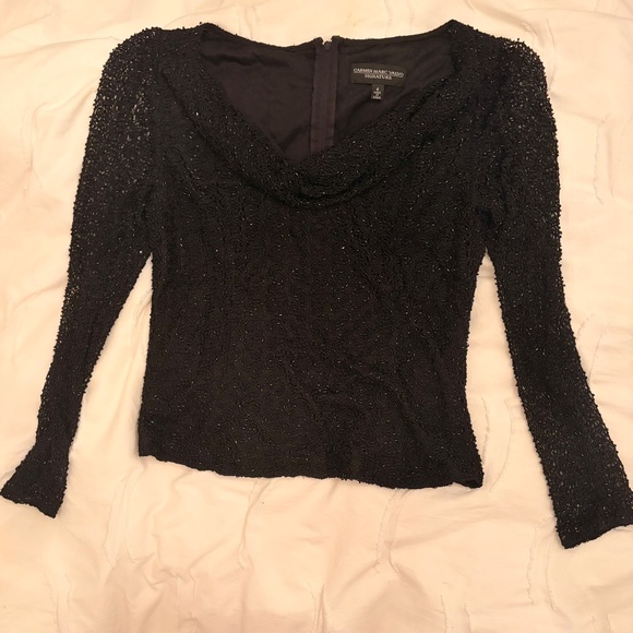 Vintage Designer beaded black going out top - Picture 3 of 6